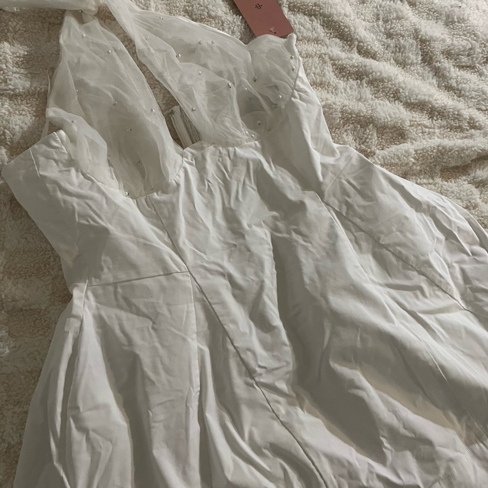 BHLDN White Sleeveless Dress w Pearls